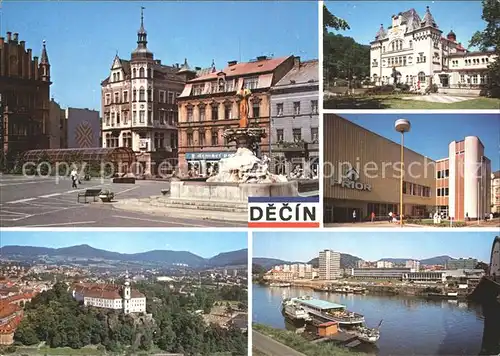 Decin Boehmen Schloss Elbe Schiffanlegestelle  Kat. Decin