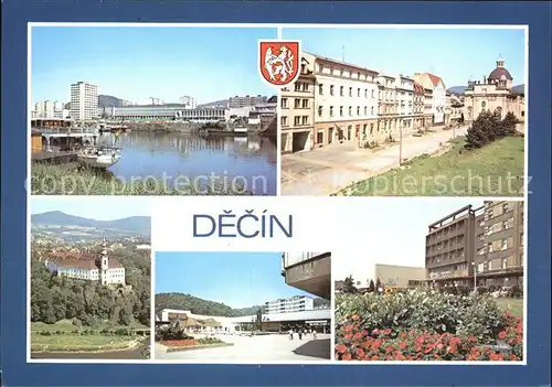 Decin Boehmen Schloss Ortsansichten Kirche Elbe Kat. Decin