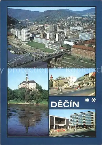 Decin Boehmen Schloss Ortsansicht Luftbild Elbe Kat. Decin