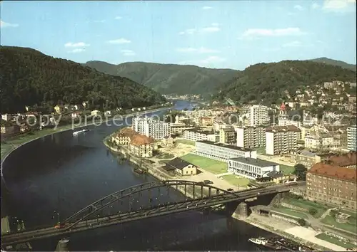 Decin Boehmen Ortsansicht Bruecke Elbe Kat. Decin