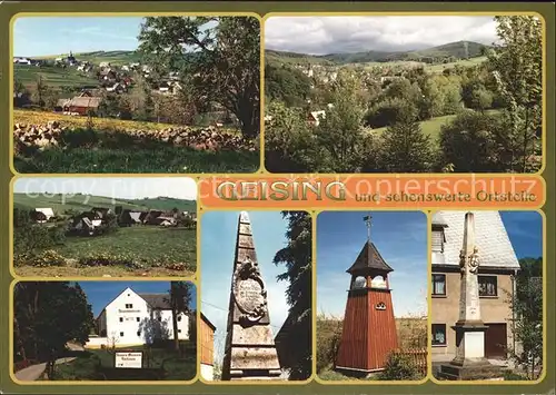 Geising Erzgebirge Fuerstenau Geising Loewenhain Gedenksaeule Glockenturm Kat. Geising Osterzgebirge