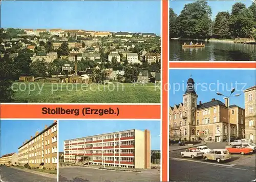 Stollberg Erzgebirge Teilansicht Erich Weinert Oberschule Walkteich Rathaus Kat. Stollberg