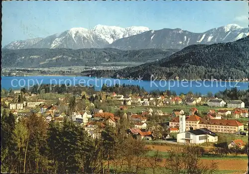 Krumpendorf Woerther See Panorama mit Hochobir Karawanken Kat. Krumpendorf am Woerther See