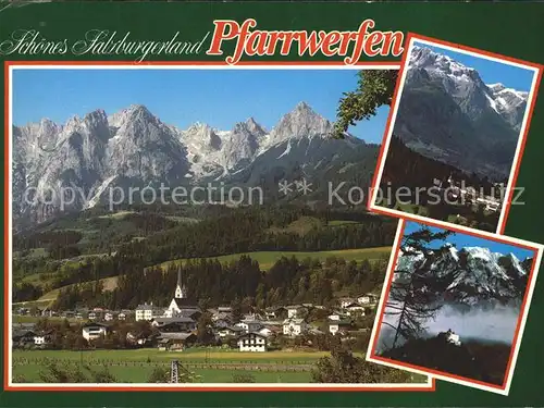 Pfarrwerfen Panorama gegen Tennengebirge Werfenweng Hochkoenig Burg Hohenwerfen / Pfarrwerfen /Pinzgau-Pongau