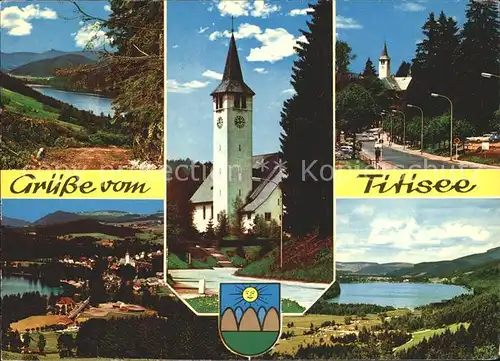 Titisee Panorama Schwarzwald Ortspartie mit Kirche Kat. Titisee Neustadt