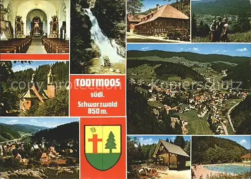 Todtmoos Teilansichten Kurort Schwarzwald Schwimmbad Wasserfall Schafherde Kirche Trachten Kat. Todtmoos