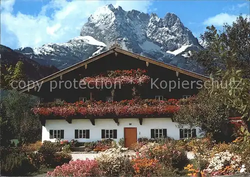 Koessen Tirol Hof im Blumenschmuck Alpen Kat. Koessen