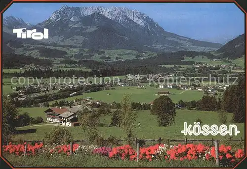 Koessen Tirol Panorama mit Blick zum Zahmen Kaiser Kaisergebirge Kat. Koessen