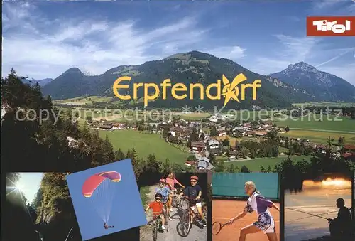 Erpfendorf Gesamtansicht mit Kitzbueheler Alpen Gleitschirmfliegen Radfahren Tennis Angeln Kat. Kirchdorf in Tirol