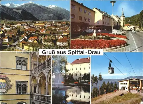 Spittal Drau Kreuzeckgruppe Ortsmotiv Arkadenhof Schloss Porcia Park Goldeck Bergbahn Kat. Spittal an der Drau