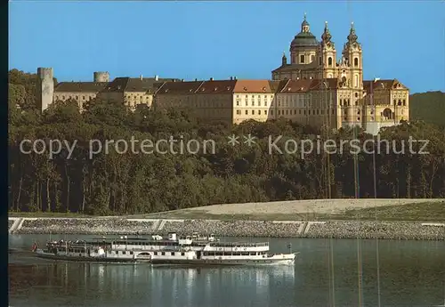 Melk Donau Stift mit Dampfer Stadt Passau der DDSG Kat. Melk Wachau