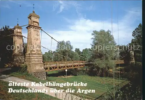 Langenargen Bodensee aelteste Kabelhaengebruecke Deutschlands ueber die Argen Kat. Langenargen