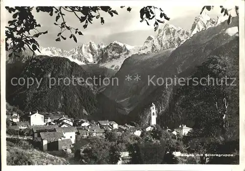 Soglio Ortsansicht mit Kirche Scioragruppe Kat. Soglio