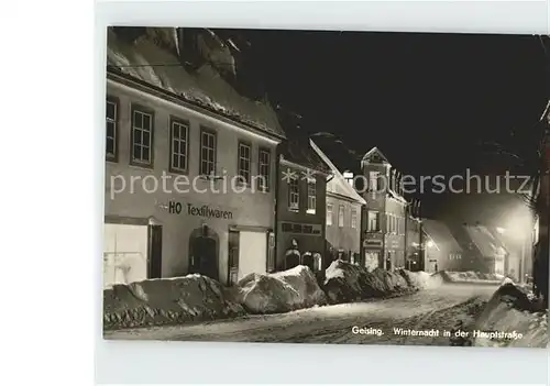 Geising Erzgebirge Winternacht in der Hauptstrasse Kat. Geising Osterzgebirge