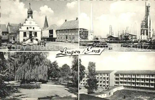 Lingen Ems Am Rathaus Erdoelraffinerie Parkanlagen Krankenhaus Kat. Lingen (Ems)