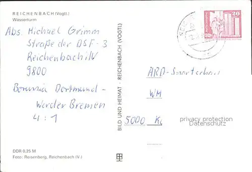 Reichenbach Vogtland Wasserturm Kat. Reichenbach