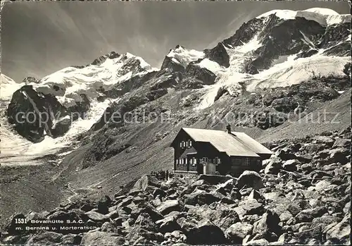 Bovalhuette mit Bernina und Morteratsch Kat. Morteratsch