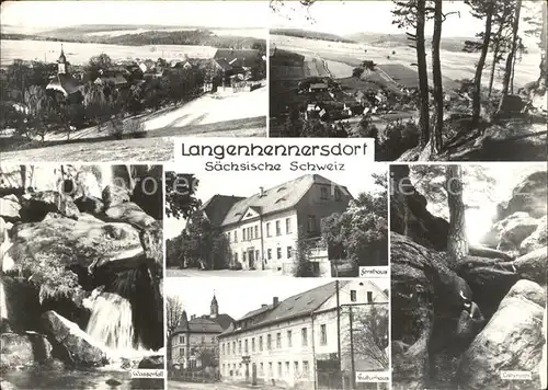 Langenhennersdorf Panorama Wasserfall Forsthaus Kulturhaus Labyrinth Kat. Bad Gottleuba Berggiesshuebel