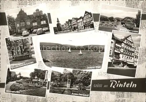 Rinteln Ratskeller Marktplatz Weser Terrasse Glasblaeserbrunnen Doktor See Blumenwall Ande Denkmal Kat. Rinteln