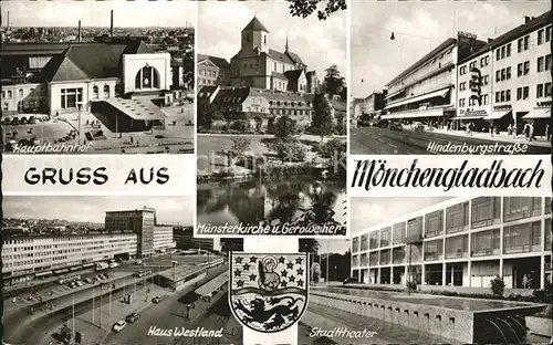 Moenchengladbach Hindenburgstrasse Hauptbahnhof Haus Westland Stadttheater Kat. Moenchengladbach