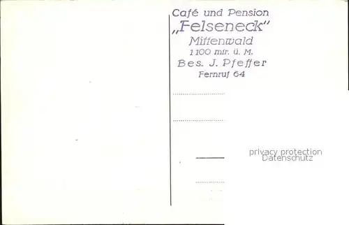 Mittenwald Bayern Cafe Felseneck Wetterstein Kat. Mittenwald