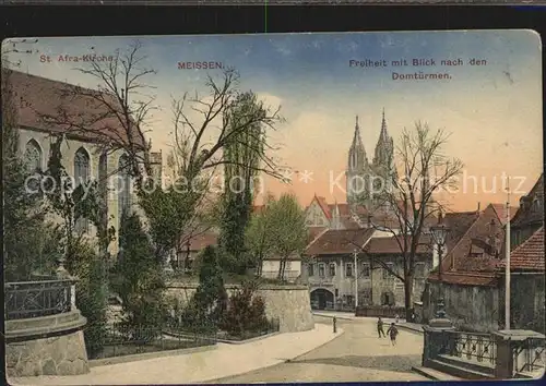 Meissen Elbe Sachsen St Afra Kirche Freiheit mit Blick nach den Domtuermen Kat. Meissen