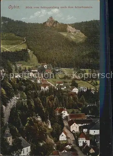 Oybin Blick vom Schuppenberg nach dem Scharfenstein Zittauer Gebirge Kat. Kurort Oybin