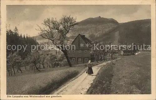 Waltersdorf Zittau Feldweg mit Blick zur Lausche Serie Saechsische Heimatschutz Postkarten Kat. Grossschoenau Sachsen