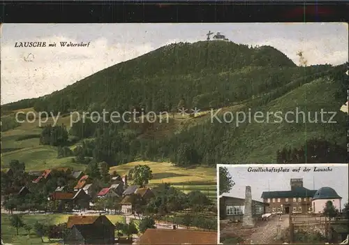 Waltersdorf Zittau Ortsansicht mit Blick zur Lausche Gesellschaftsplatz Bergrestaurant Lausitzer Gebirge Kat. Grossschoenau Sachsen