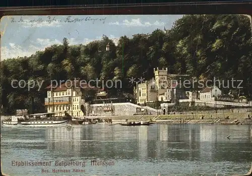 Meissen Elbe Sachsen Etablissement Geipelburg Elbe Dampfer Kat. Meissen