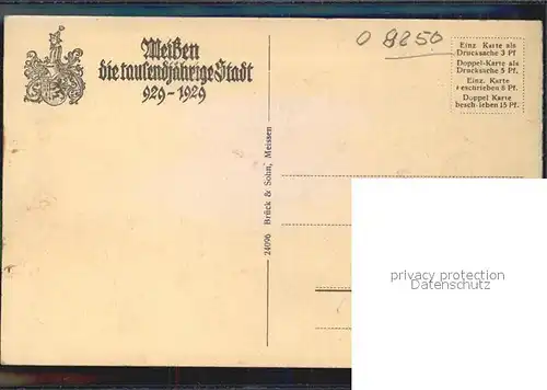 Meissen Elbe Sachsen Goernisches Tor zur 1000Jahrfeier 1929 Gedicht Wappen Kuenstlerkarte Kat. Meissen