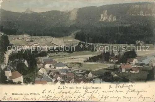 Oybin Panorama mit dem Scharfenstein Zittauer Gebirge Kat. Kurort Oybin