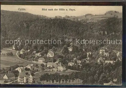 Oybin Panorama Blick nach der Hoelle und Hayn Kat. Kurort Oybin