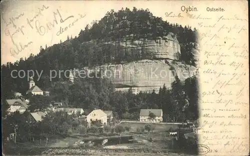 Oybin Teilansicht mit Kirche Berg Oybin Zittauer Gebirge Kat. Kurort Oybin