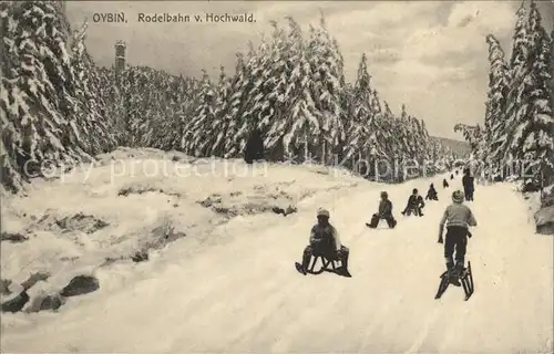 Oybin Hochwaldbaude im Winter Rodelbahn Lausitzer Gebirge Kat. Kurort Oybin