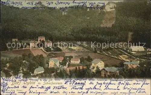 Oybin Teilansicht mit Scharfenstein Zittauer Gebirge Kat. Kurort Oybin