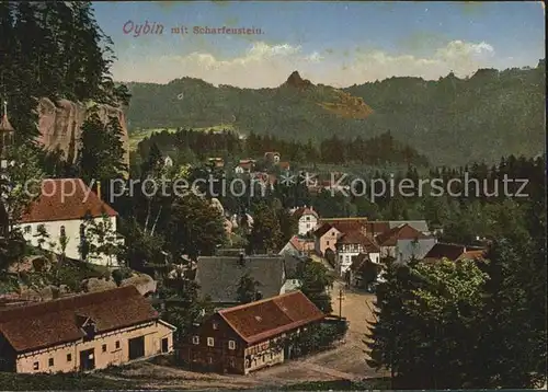 Oybin Teilansicht mit Blick zum Scharfenstein Zittauer Gebirge Kat. Kurort Oybin