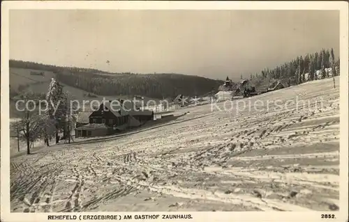 Rehefeld Zaunhaus Partie am Gasthof Zaunhaus Winterlandschaft Kat. Altenberg