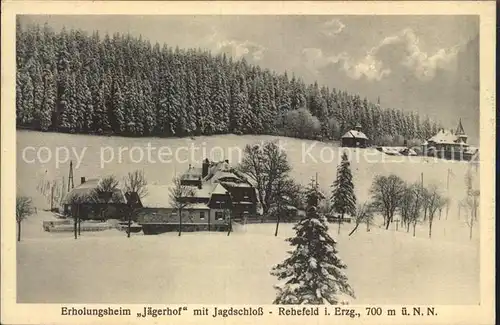 Rehefeld Zaunhaus Erholungsheim Jaegerhof mit Jagdschloss Winterlandschaft Kat. Altenberg