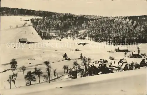 Rehefeld Zaunhaus Blick zum Fleischerhang Hoehenluftkurort Winterpanorama Kat. Altenberg