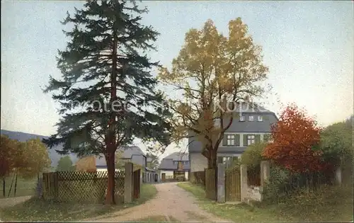 Rehefeld Zaunhaus Eingang zum Heim Jaegerhof Herbststimmung Photochromie Serie I Kat. Altenberg