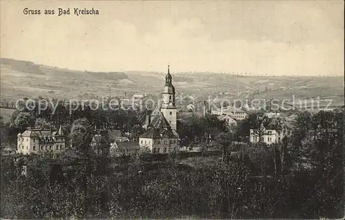 Kreischa Ortsansicht mit Kirche Kat. Kreischa Dresden