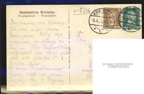 Kreischa Sanatorium Hauptgebaeude Kat. Kreischa Dresden