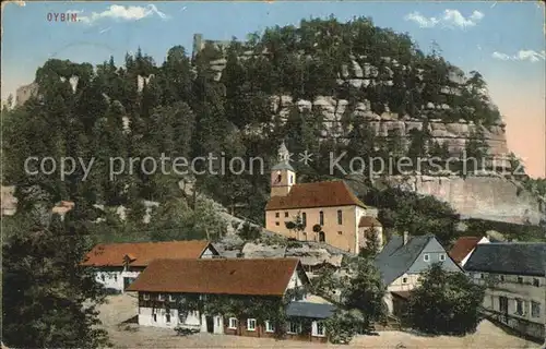 Oybin Ortsansicht mit Kirche Berg Oybin Zittauer Gebirge Kat. Kurort Oybin