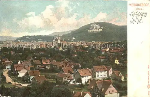 Wernigerode Harz Stadtbild mit Kirche und Schloss Kat. Wernigerode