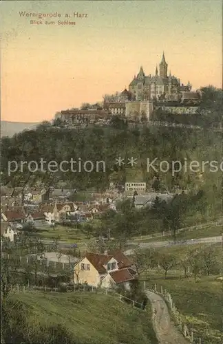 Wernigerode Harz Blick zum Schloss Kat. Wernigerode