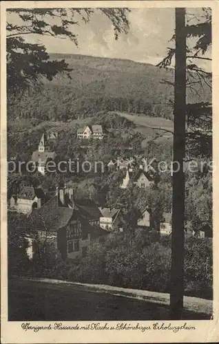 Hasserode Blick auf Kirche und Schoeneberger Erholungsheim Kat. Wernigerode