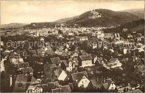 Wernigerode Harz Stadtbild mit Blick zum Schloss Trinks Postkarte Kat. Wernigerode