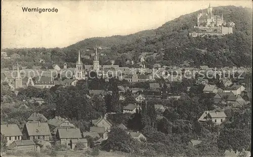 Wernigerode Harz Stadtbild mit Kirche und Schloss Kat. Wernigerode