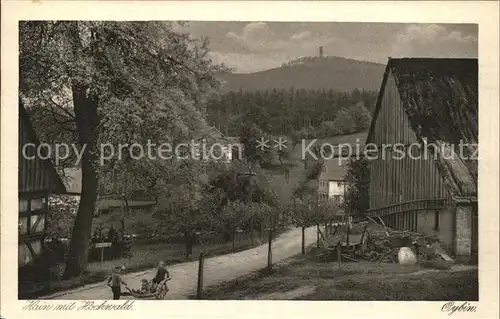 Hain Oybin Dorfpartie mit Hochwald Zittauer Gebirge Serie Saechsische Heimatschutz Postkarten Kat. Kurort Oybin